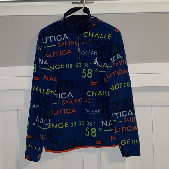 Nautica  Quarter Zip All Over Graphic Challenge Sailing size S - Picture 1 of 4